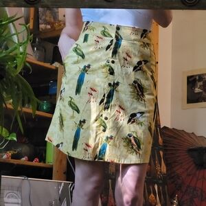 Kazak Tropical Birds Yellow Midi Skirt - Size Xs